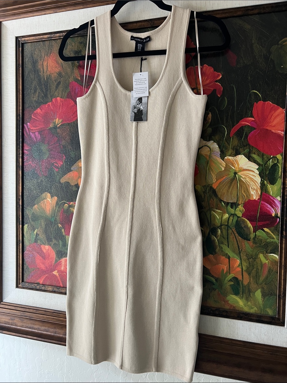 SINCERELY JULES NWT Size M Ivory Sleeveless Bodycon Dress - Picture 3 of 11